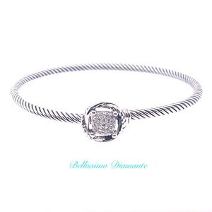 David Yurman Sterling Silver 3mm Infinity Pave Diamond Bracelet